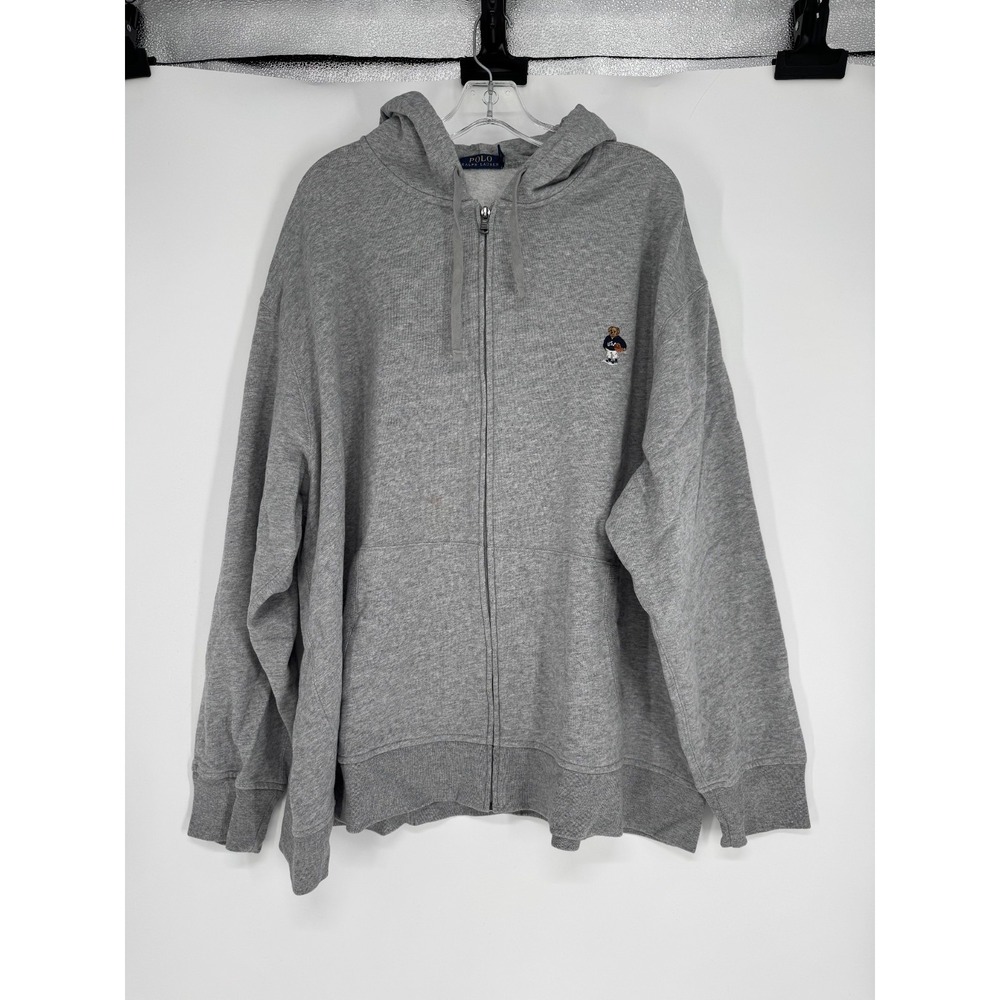 Polo Ralph Lauren Bear Graphic Hoodie Sweatshirt 3XL Big 3XB Full Zip Up Jacket